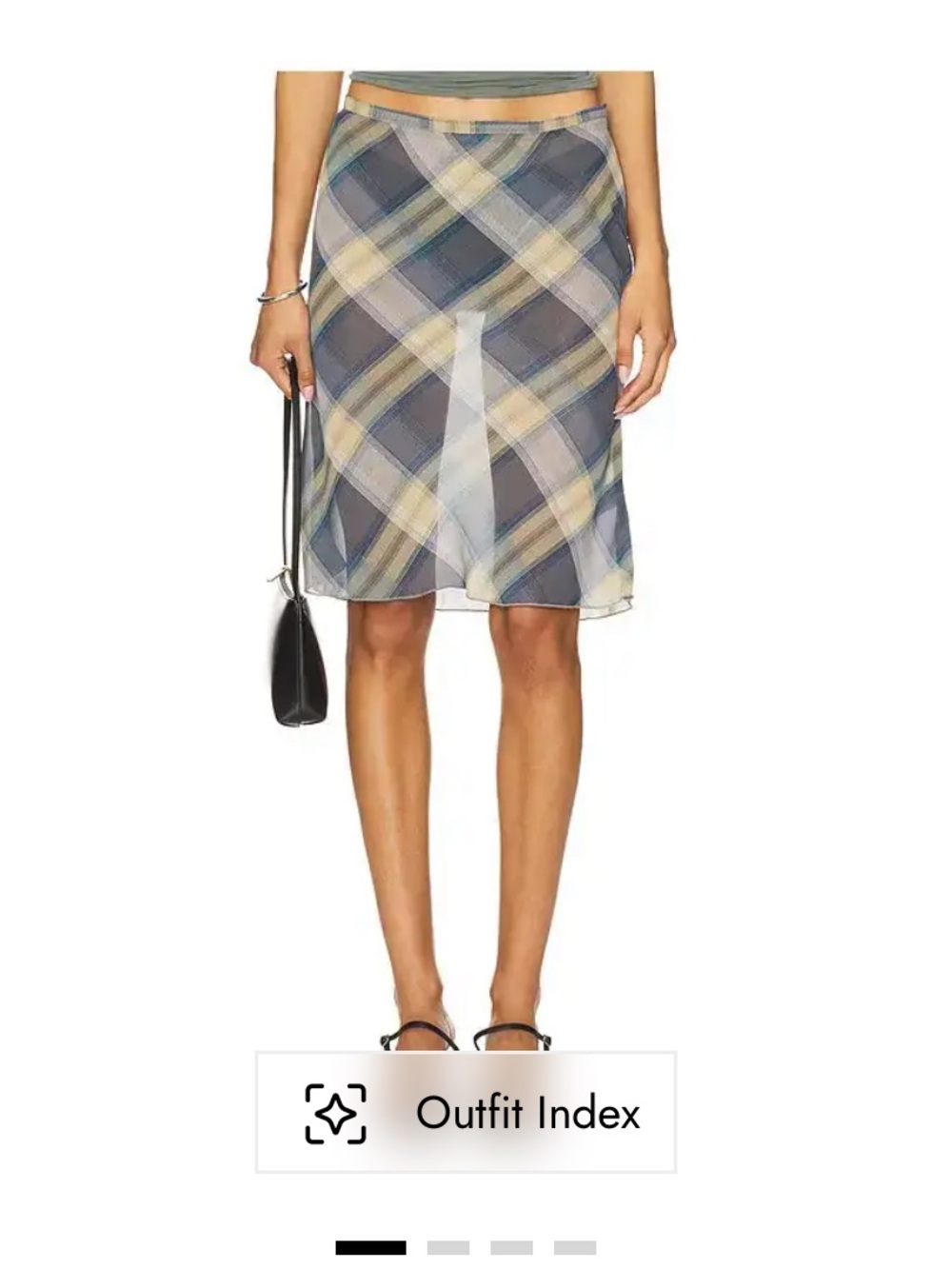 NWT Lioness Shoreline Midi Skirt in Blue Check